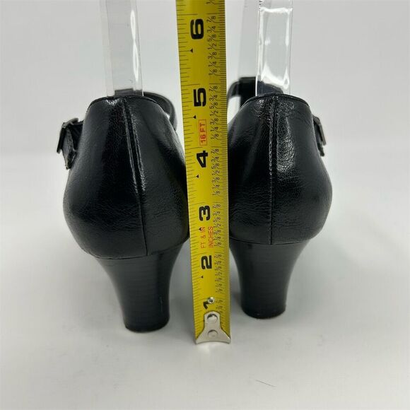 Aerosoles Heelrest Women's Black T-Strap Faux Leather Mary Jane Heels Size 8.5M - Picture 8 of 13